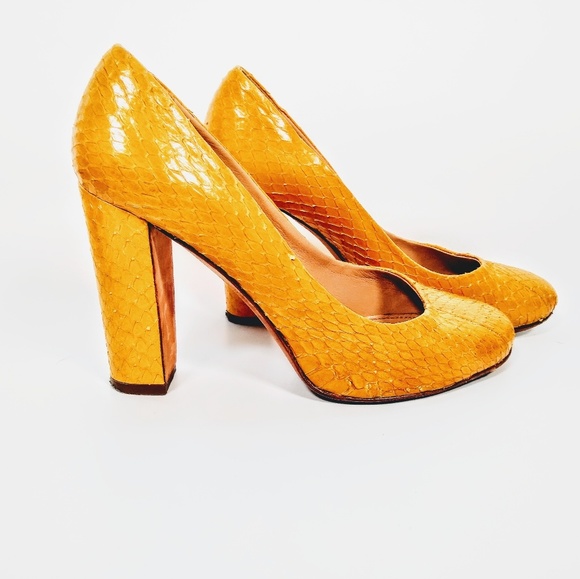Crazy cool yellow leather J.Crew chunky heels! - Picture 4 of 8